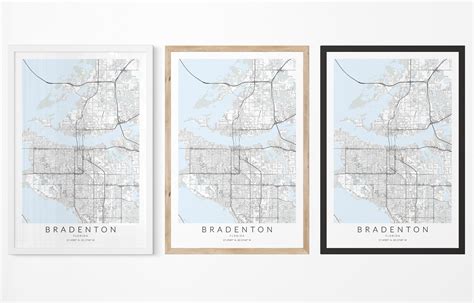 Bradenton Florida Map Print, Map of Bradenton Florida, Bradenton