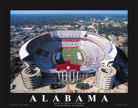 University of Alabama Bryant-Denny Stadium Aerial Poster