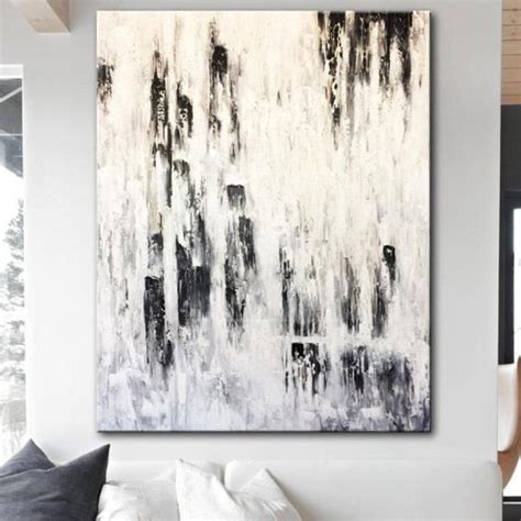 Large Abstract Canvas Black And White Art Original Painting Abstract ...