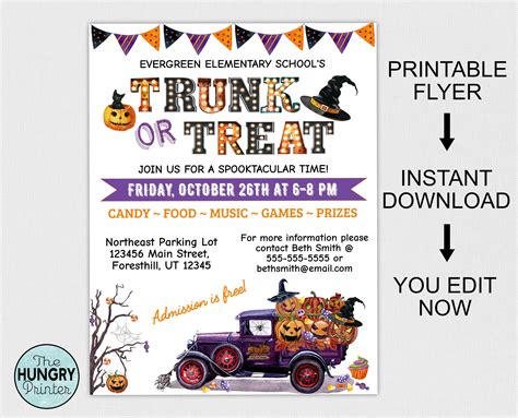 Trunk or Treat Flyer Trunk or Treat Invite Halloween Event - Etsy