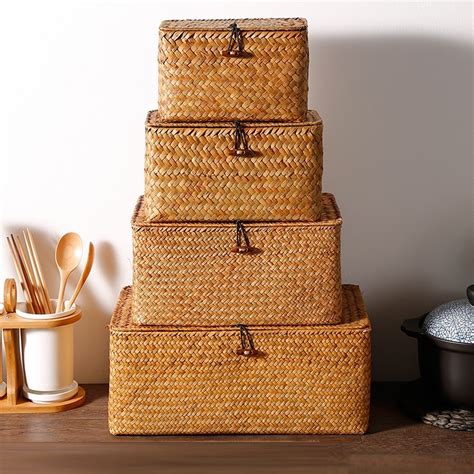 Rattan Basket Hamper Basket Bakul Mengkuang Rotan Handmade Woven Box