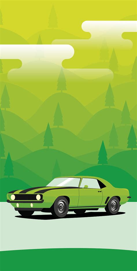 Muscle Car Cartoon Art Wallpaper