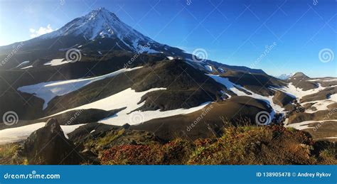 View Of The Koryaksky Volcano On A Sunny Day Stock Photo Image Of