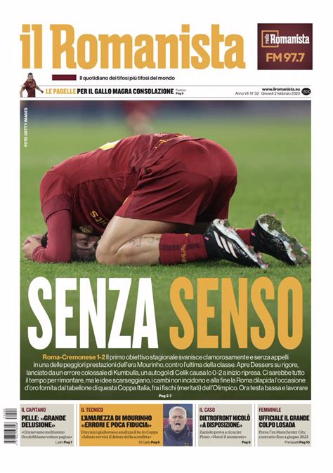 Il Romanista On Twitter La Prima Pagina Del 2 Febbraio 2023 ASRoma