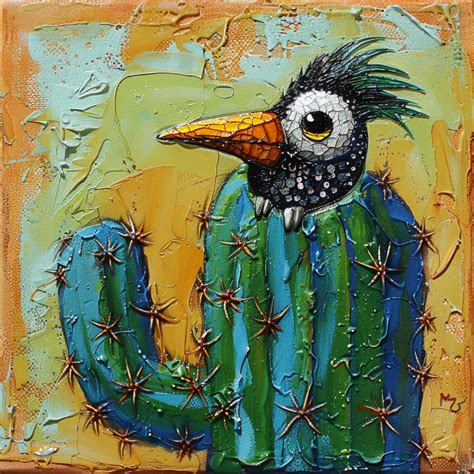 Bird Nesting In Saguaro Cacti Art Free Stock Photo - Public Domain Pictures