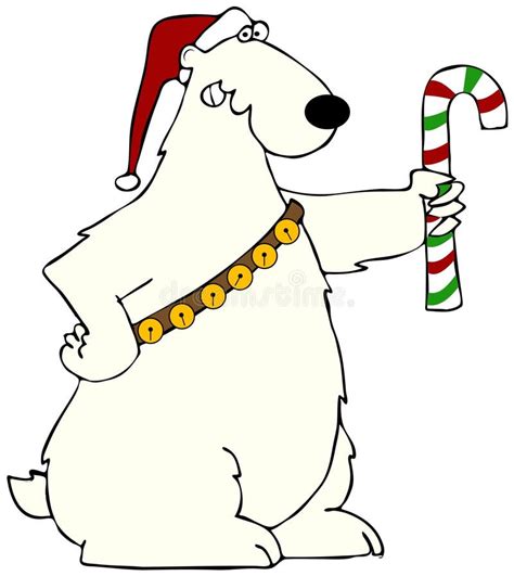 Polar Bear Holding A Candy Cane Stock Illustration Illustration Of