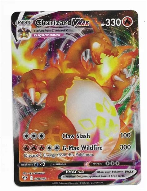 POKEMON DARKNESS ABLAZE Charizard VMAX Full Art Ultra Rare Holo 020 189