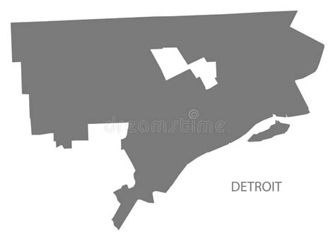 Detroit Michigan City Map Grey Illustration Silhouette Shape Stock Vector - Illustration of grey ...