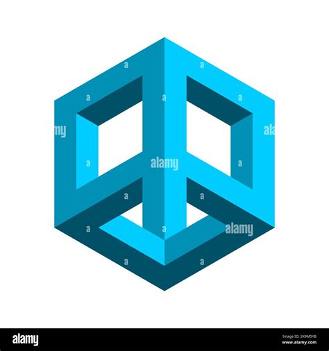 Impossible Rhombus Figure 3d Geometric Object Blue Penrose Esher