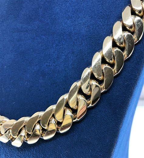 Mens Solid 14 Karat Yellow Gold Cuban Link Necklace Chain 575 Grams