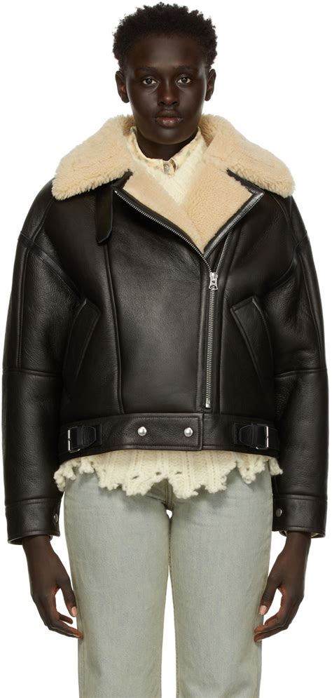 Acne Studios Brown Lakota Shearling Aviator Jacket Acne Studios