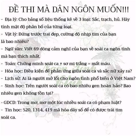 Đề thi này tui đảm bảo thi dc 10 điểm | Từ điển teen, Tiểu thuyết, Lời ...