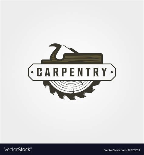 Carpentry Logo Vintage Symbol Design Woodwork Vector Image