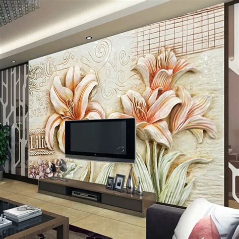 Washable Custom Papel Flower Mural D Wall Photo Murals Wallpaper For