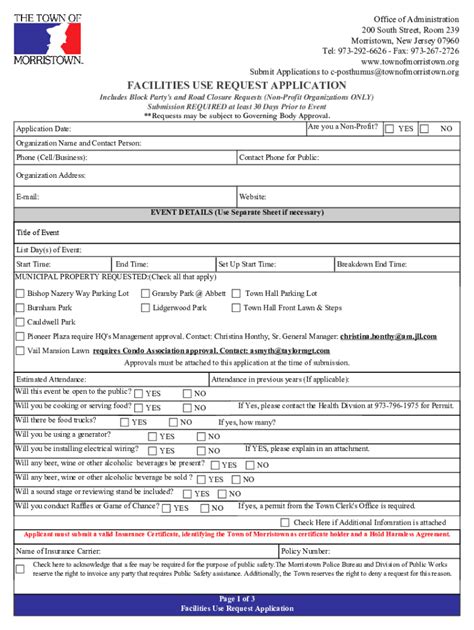 Fillable Online Facility Use Request Form Updated July Fillable