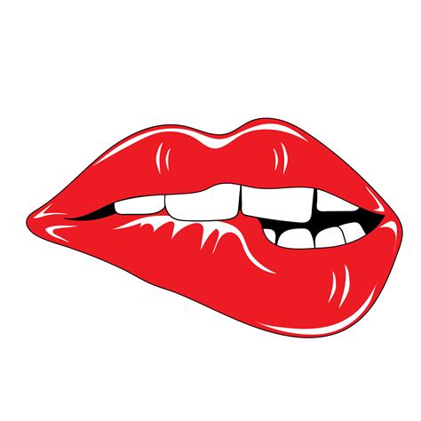 Sexy Female Biting Lips With Red Lipstick Vector Illustration 22536957