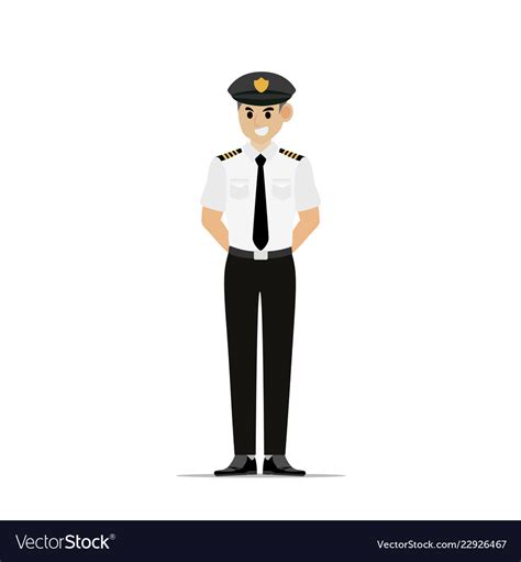 Man with pilot uniform in flat Royalty Free Vector Image