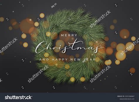 Beautiful Christmas Wreath Greeting Message On Stock Illustration