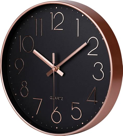 Amazon Jomparis Rose Gold Black Wall Clock Silent Non Ticking