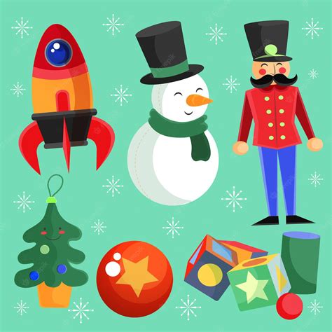 Premium Vector Hand Drawn Flat Christmas Toys Collection