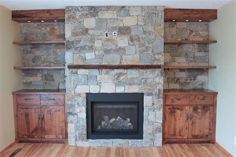 Custom Fireplace Feature Wall With Cabinets A Live Edge Mantle And