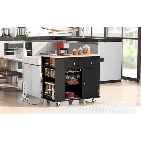 Runesay Black Rubberwood Folding Cable Countertop In W Kitchen