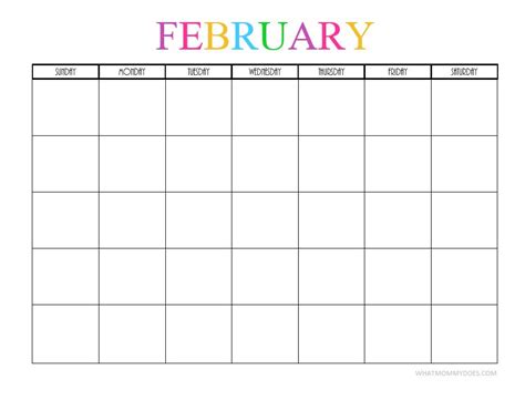 Empty February Calendar Jessica Thomson