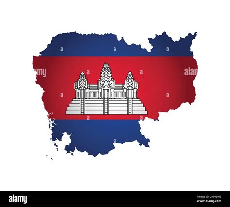 Vector Isolated Illustration Official Ensign On Map Of Cambodia