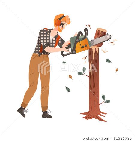 Redhead Bearded Woodman Or Lumberman In Stock Illustration