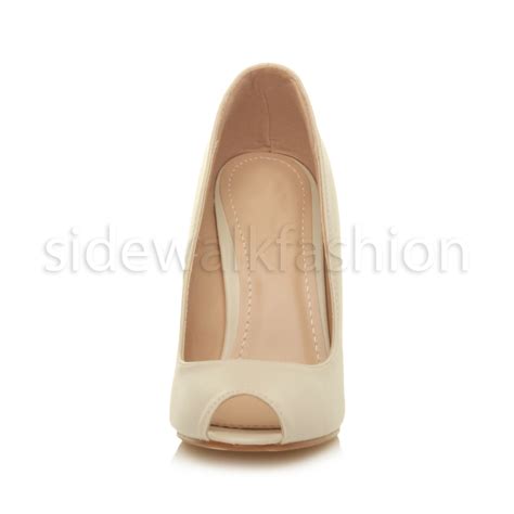 Nude Patent High Heel Peep Toe Court Shoes Size 5 Eu38 For Sale Online Ebay