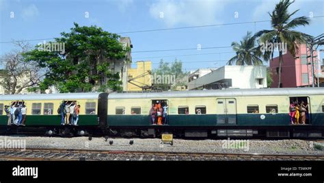 Commuters On A Local Train On Their Way To Chennai India Stock Photo