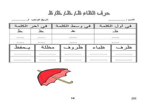 نشاط إثرائي أصوات حرف الظاء بمواقعة المختلفة حروفي