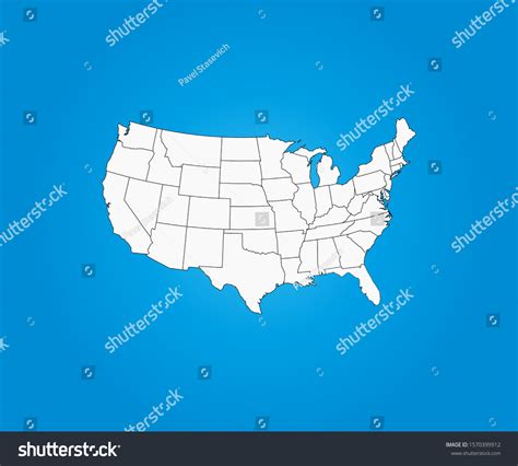 Vektor Stok United States Map States Border Map Tanpa Royalti