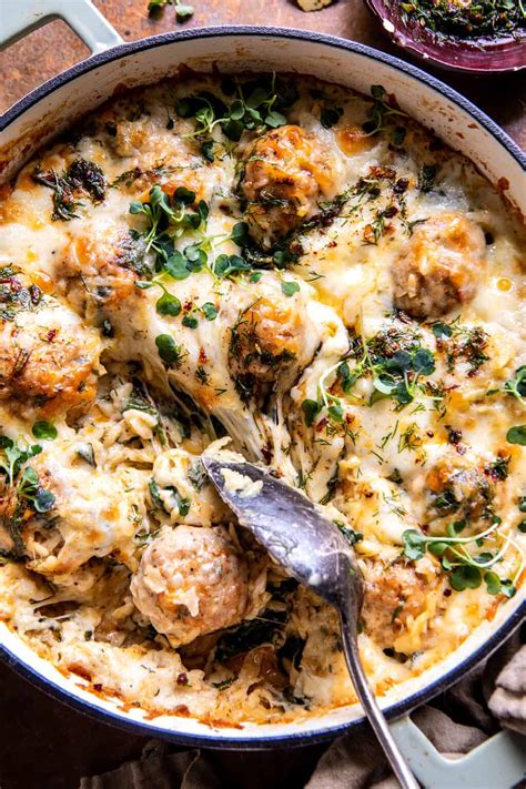 Baked Lemon Rosemary Chicken Meatballs And Creamy Orzo Half Baked Harvest