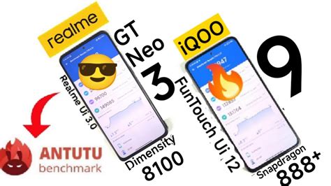 Realme GT Neo 3 Vs IQOO 9 Antutu Test Dimensity 8100 Vs Snapdragon 888