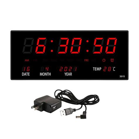 Rectangle Large Display Digital Clock With Date Week Temperature