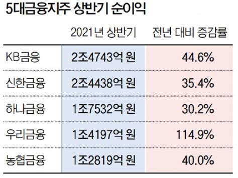 5대 금융지주 상반기 순익 94조배당성향 30 청신호 이투데이