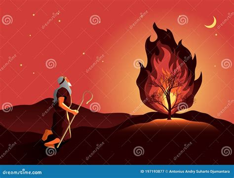 Moses And The Burning Bush Stock Vector Illustration Of Religion