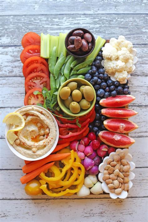 Rainbow Fruit And Veggie Platter With Hummus Cadrys Kitchen