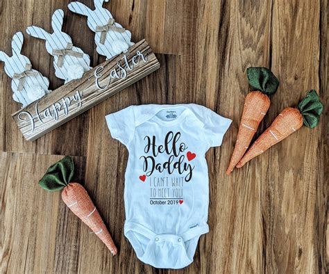 Hello Daddy I Can T Wait To Meet You Onesie Baby Reveal Etsy