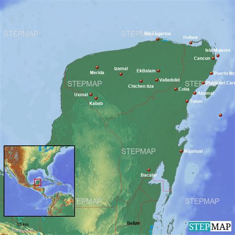 StepMap Yucatan Mexico Landkarte für Mexico