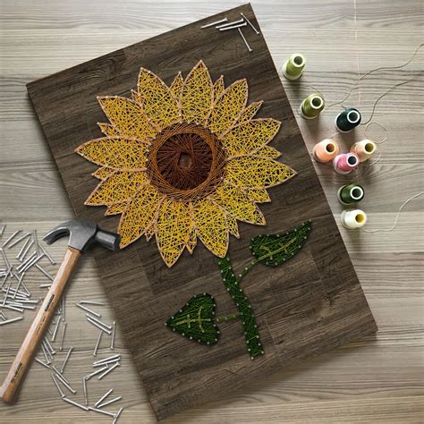 Sunflower String Art Kit Diy Kit Includes All Craft Supplies Etsy