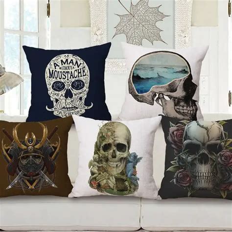 Retro Printed Halloween Mexican Skulls Cushions Cover Decorative Throw