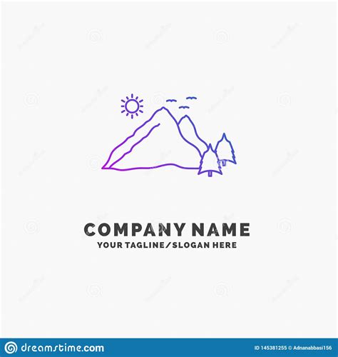 Monta A Paisaje Colina Naturaleza Negocio P Rpura Logo Template De