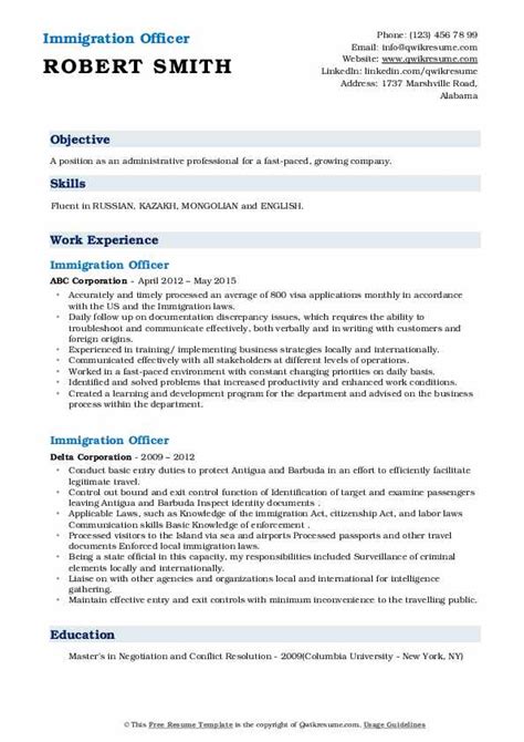 10 Immigration Officer Resume Samples Templates For 2025