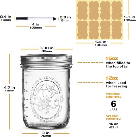 Canning Label Size Charts For Regular Wide Mouth Mason Jars