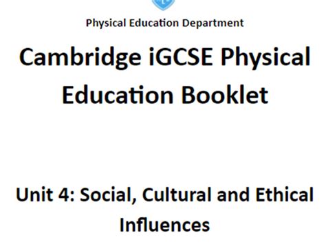 Cie Igcse Pe Unit 4 Lessons Powerpoints And Work Booklet Teaching