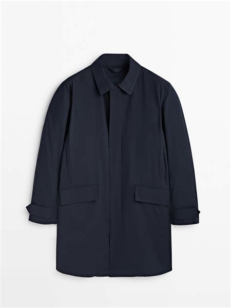 Massimo Dutti 3 Layer Parka With Detachable Interior Navy Blue