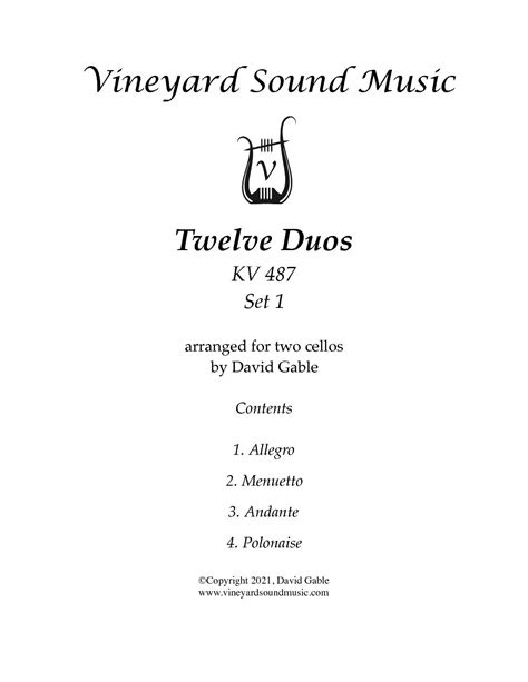 Twelve Duos Kv 487 Set 1 No 1 4 Cello Duo Vineyard Sound Music