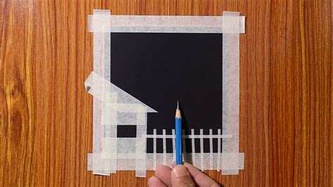 Easy Masking Tape Trick Drawing On Black Paper Drawing With Oil